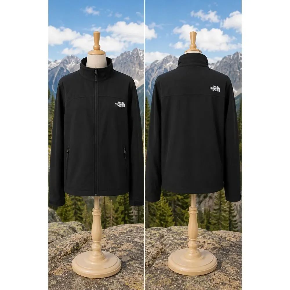 The North Face Fleece Lined Soft Shell Jacket Men’s Large Black Zip Up